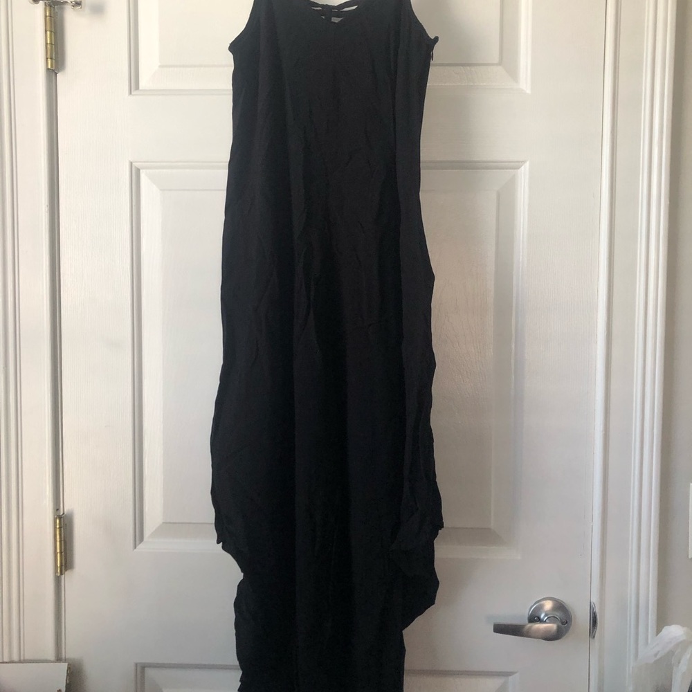 Womens Black Flowy Wide Leg Jumpsuit